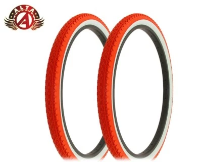 2 NEUMÁTICOS ALTA BICICLETA WIRE BEAD CRUISER 26 x 2.125 ROJO/BLANCO DIAMANTE DE ALTA RESISTENCIA. Foto 1 de 2