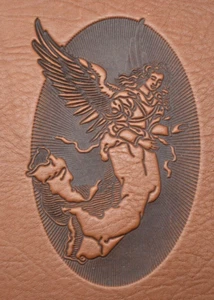 Holz Mensch/Haustier Einäscherung Urne Engel Leder Top unbenutzt leer - Bild 1 von 10