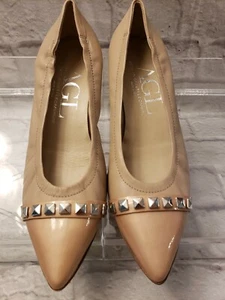 AGL Attilio Giusti Leombruni Pyramid Pointy Toe Pumps Patent Leather Studs 40.5 - Picture 1 of 11