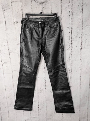 Gap Vintage años 90 lujoso cuero Genius negro cintura alta bootcut totalmente forrado p Foto 1 de 4