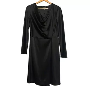 St. John Black Wrap Dress Woman's Size 6 Caviar Long Sleeve NEW - Missing Belt - Photo 1 sur 14