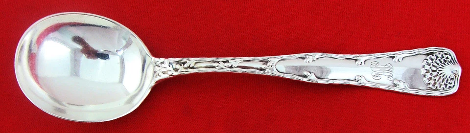 CUCHARA SOPERA WAVE EDGE by Tiffany plata esterlina 8" Gumbo, monograma Foto 1 de 1