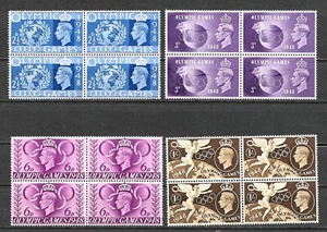 Great Britain 1948 Olympics blocks of 4. SC 271-274. MH & MNH - Picture 1 of 2