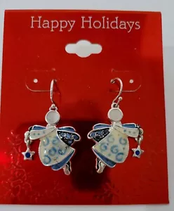 Kohl's Christmas Earrings~Holiday Christmas ~ Angels ~enamel,rhinestones~NWT - Picture 1 of 2