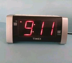 Timex Clock Radio T235Y Double Alarm AM/FM White Grey Jumbo Red Numbers - Picture 1 of 5
