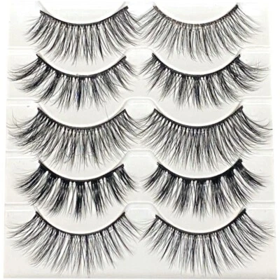 15 Pair 3D Mink Bushy False Eyelashes Long Fashion Fluffy Cross Soft Natural - Image 1 of 4