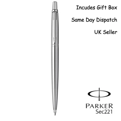 PERSONALISED ENGRAVED PARKER JOTTER BALLPOINT PEN - SILVER - CHRISTMAS GIFT - Image 1 of 2