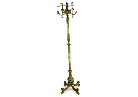 Mid Century Modern Onyx Marble Brass Hall Tree Coat Hat Rack Eyecatcher Italy Cover