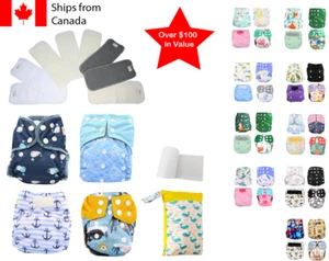 14pc Pack Full Set Newborn Cloth Diaper Pocket & All-In-One AIO, Wet bag, Liner - Foto 1 di 22