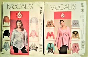 Blusa McCalls M4473 M5196 Talla Grande Punta Transparente Cuello en V Top Patrón Costura 18W-32W - Imagen 1 de 15