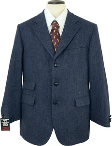 CHAQUETA DE TWEED VINTAGE DAKS PARA HOMBRE 42" CORTA AZUL ESPIGA 3 BOTONES - Imagen 1 de 12