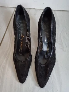Beautiful Vintage Lotus Career Girl Lace Winklepicker Stiletto Party Shoes - Picture 1 of 9