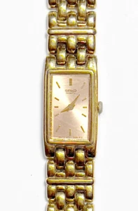 Vintage 1993 Seiko Tank Gold Tone Quartz Tank Watch w/Bracelet Band 2E20-6959 - Picture 1 of 12
