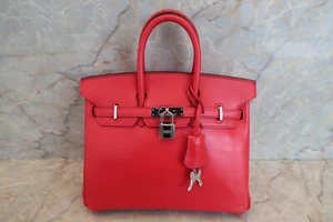 HERMES Birkin 25 Tadelakt Leather Hand Bag Bougainvillea - Picture 1 of 22