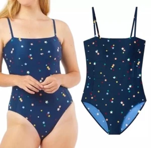 Costume da bagno nuovo con etichette Summersalt Oasis blu profondo mare sparso stelle taglia 14 pezzo unico - Foto 1 di 5