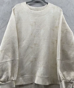 Calia Sweatshirt Women's Sz XL Long Sleeve White Cream Striped Pattern Athletic - Picture 1 of 9