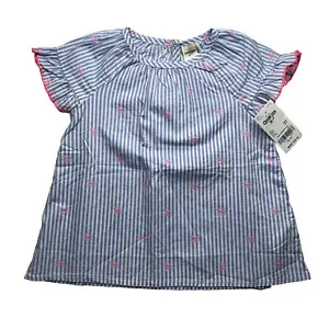 Top Oshkosh Bgosh Nuevo con Etiquetas Niñas Manga Corta Blanco Azul Rayas con Bordado; Talla 3T - Imagen 1 de 9
