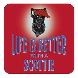 Life Is Meglio con Un Scottie Sughero Retro Bevande Tappetino/Sottobicchiere - Picture 1 of 1