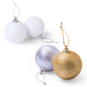 6 piezas Lujo Bola de Brillo Árbol de Navidad Baubles Decoración Set Oro Plata Blanco - Imagen 1 de 5