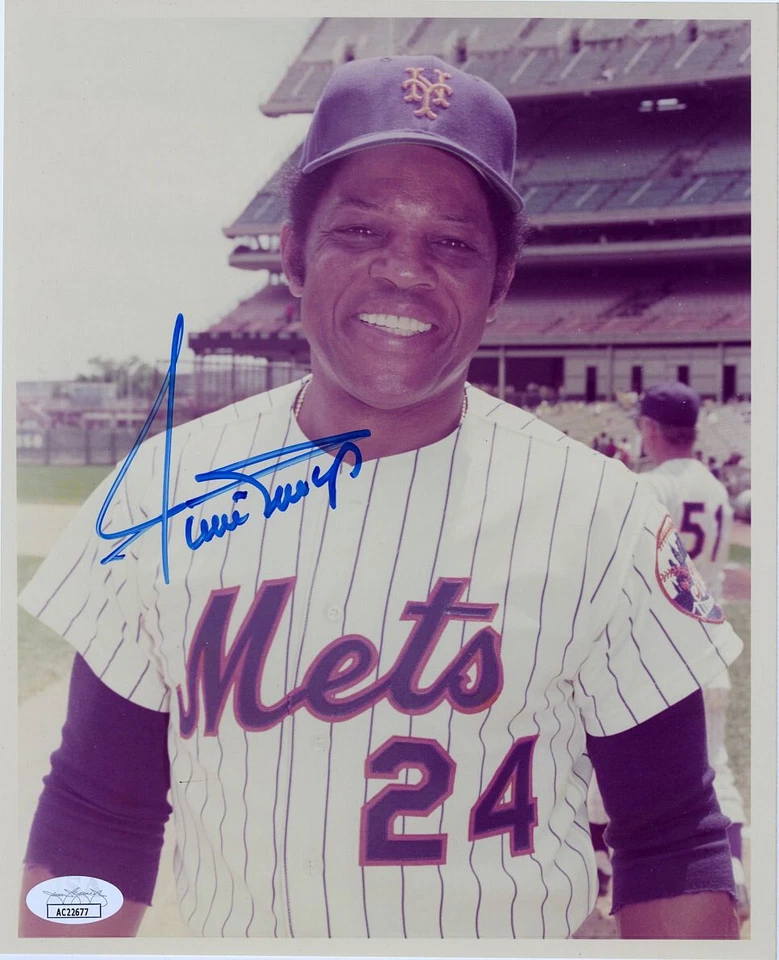 Willie Mays New York Mets Signed AUTO 1970s Original TYPE I Photo JSA COA - Image 1 of 2