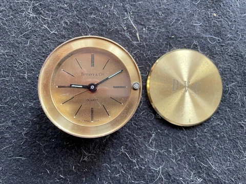 TIFFANY & CO Desk Travel Alarm Clock 2.25" Round  - Does not work Cover