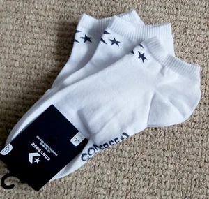 3 PAIRS UK 8.5-11 , 43-46 CONVERSE White LOW CUT Flat Knit Sneeker Trainer Socks - Picture 1 of 4