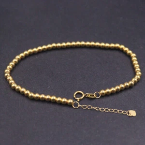 Pure Au750 18K Yellow Gold Chain Smooth Beads Link Bracelet 1.8-2g 6.7-7.8inch - Picture 1 of 6