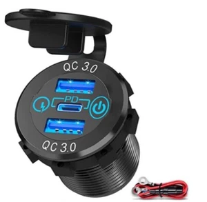 Dual PD 3.0 USB & QC Type-C Fast Car Charger Socket Adapter Power Outlet 12v - Picture 1 of 3