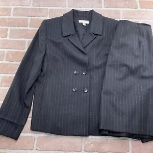 Traje Amanda Smith Mujer 10P Gris Blanco Rayas Doble Pecho Carrera Clásico - Imagen 1 de 17