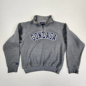Vintage 90s Jansport Gonzaga Bulldogs Grey 1/4 Zip Sweatshirt S - Picture 1 of 8