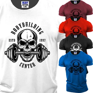 T-shirt uomo manica corta horror teschio palestra allenamento sport USA nuova maglietta regalo S-3XL - Foto 1 di 12