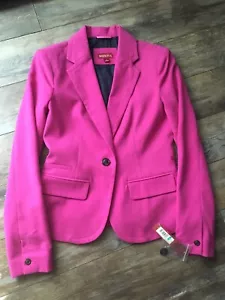 New Womens Merona Blazer jacket Magenta Pink pockets size 2 fully lined - Picture 1 of 8