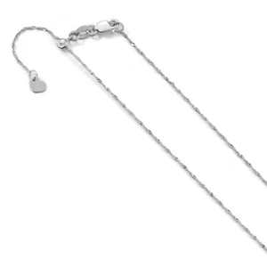 Leslie's 10K White Gold 1 mm Adjustable Singapore Chain; 22 inch - Picture 1 of 4