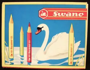 Vintage Swan Stabilo 12 colores lápiz conjunto en caja Alemania 1893 - Imagen 1 de 5