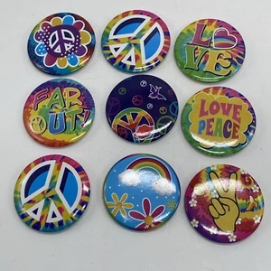 Hippie Soul Tie Dye Groovy Peace Love Psychedelic Boho Vibes Pin Backs~9 Ct - Picture 1 of 7