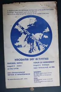 1980-84 Indianapolis Indiana IUPUI Hiroshima Day Anti-Nuclear Rally poster RARE- - Picture 1 of 1