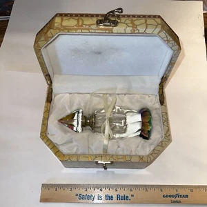 Bottiglia profumo vintage deco stile anni 20 cristallo cassa/tagliato vetro modernismo con custodia - Foto 1 di 12