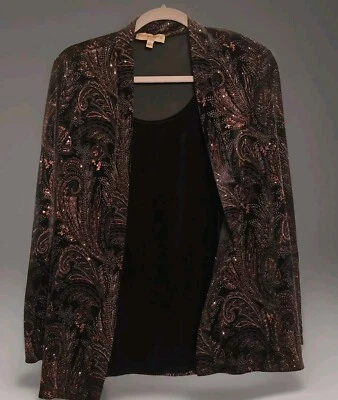 Notations Womens Jacket Shirt 2X Black Velvet Evening Cocktail Holiday Tie Front - Изображение 1 из 4