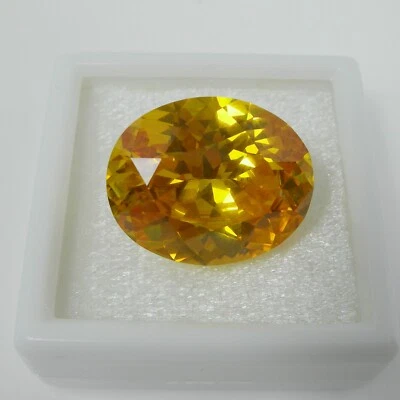 44.76 carats Oval 22x18mm Yellow Citrine Color Created Loose Statement Gemstone - Image 1 of 4