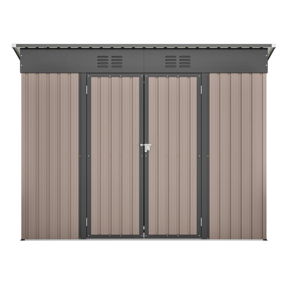 8x4ft Geräteschuppen Gerätehaus Gartenhaus Metall Fundament Inkl. Fundament - Bild 1 von 4