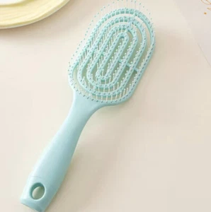 Curved Vented Hair Brush Detangling Styling Hair Massage Quick Dry Brush Green - Picture 1 of 6