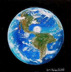 Planet Earth Before Meteor Struck - Original Oil Painting Artwork by GM Jones - Picture 1 of 3