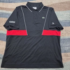 Lacoste Sport Novak Djokovic Polo Shirt 3XL Ultra Dry Black Red Tennis - Picture 1 of 8