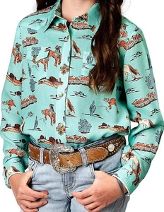 Roper Western Shirt Girls Desert L/S L Blue 03-080-0590-2012 BU - Picture 1 of 2