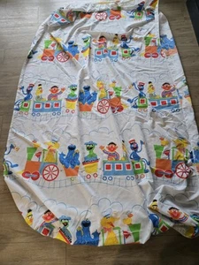 Sábana bajera doble tren calle Sésamo Muppets vintage 1 pieza - Imagen 1 de 4