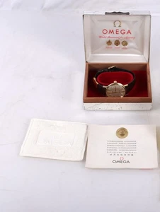 Omega Seamaster DeVille 1966 oro macizo 14K LL 6590-1 caja de reloj automático, papel - Imagen 1 de 19