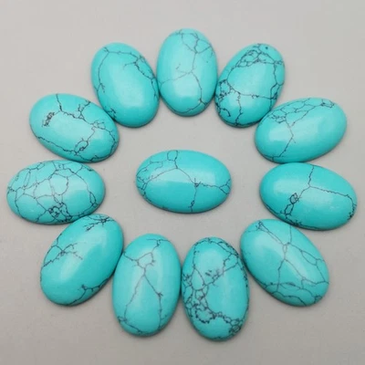 10pcs Artificial Turquoise Stone 20x30mm Oval Cab Cabochon DIY Jewelry No Holes - Image 1 of 4