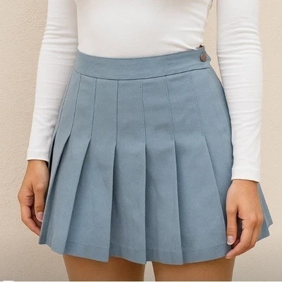 H&M Divided Pleated Mini Skirt Size 2 Blue School Girl Casual Classic Modest - Image 1 of 4