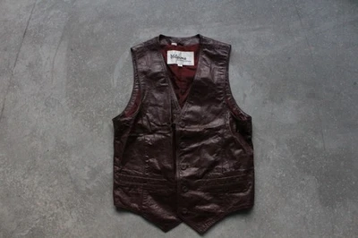 Chaleco de cuero rojo vintage Wilson para mujer abotonado mediano Foto 1 de 4