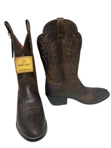 Ariat Heritage Wide Calf Cowboy Style Leather Women's Boots Brown Size 7.5B - Picture 1 of 7